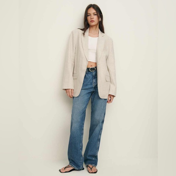 NWT Reformation Drew Oversized Linen Blazer in Oatmeal - Picture 8 of 10